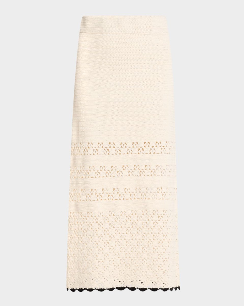 Lucia Scallop-Hem Crochet Midi Skirt